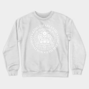 King Charles III Official Coronation Emblem white on black Crewneck Sweatshirt